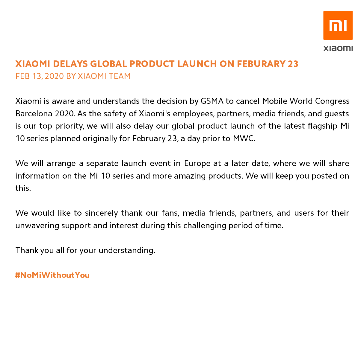 Společnost Xiaomi odkládá globální uvedení Xiaomi Mi 10 na trh. Oppo vás doprovází Spolecnost Xiaomi odklada globalni uvedeni Xiaomi Mi 10 na trh