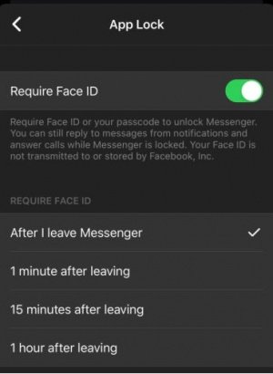 Visual - Facebook Messenger: Zamkněte pomocí Face ID a Touch ID