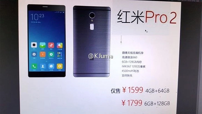 Obrázek - Filtrované specifikace Xiaomi Redmi Pro 2