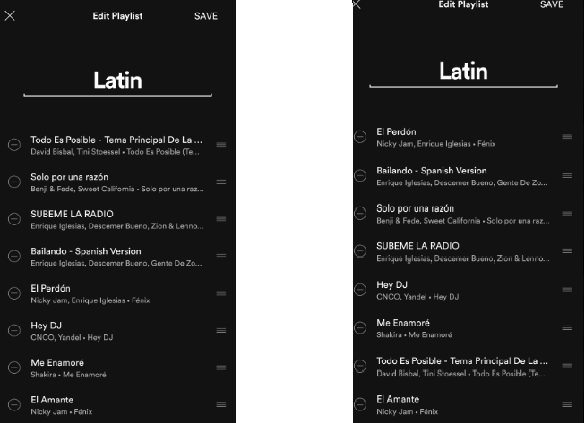 V systému Android je nyní možné třídění seznamů skladeb Spotify 3 Verze seznamu skladeb Spotify
