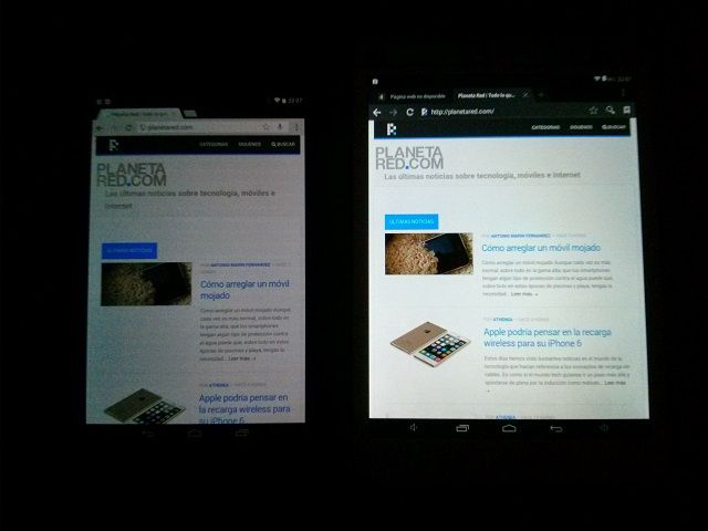 Nexus 7 vs Wolder MiTabFeel s minimálním jasem