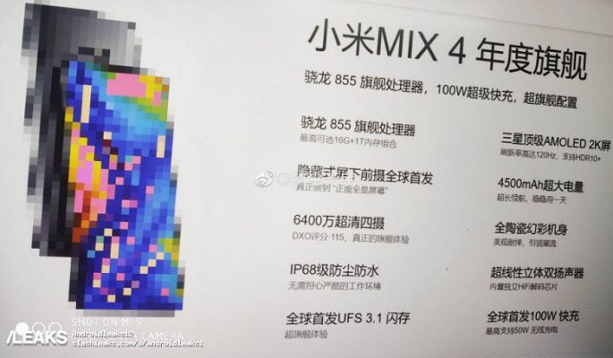 Xiaomi Mi Mix 4 - Specifikace