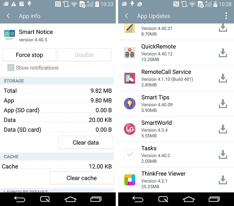 lg g3 centrum aktualizace inteligentních oznámení